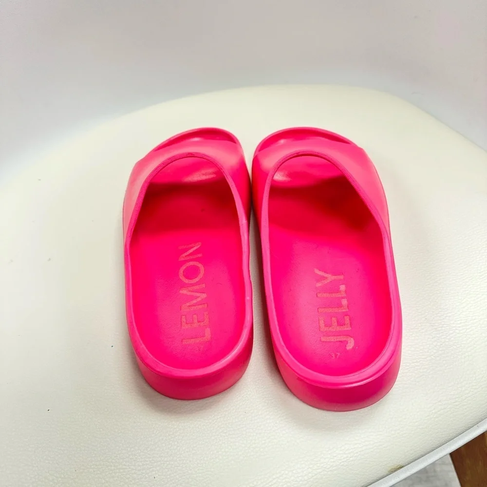 Lemon Jelly Neon Pink Slide Sandals Size 37 / US 6.5 💖